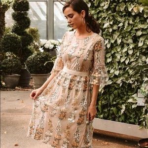 Böhme Secret Garden Midi Dress in Cream NWT